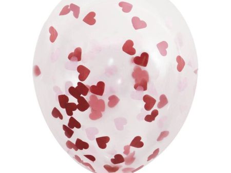 Clear Latex Balloons with Heart-Shaped Confetti 16  5 Pack Sale