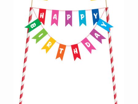 Rainbow Birthday Bunting Cake Topper Cheap