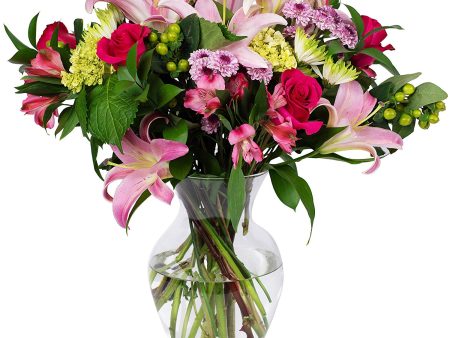 Benchmark Bouquets Blissful Blossoms Pink, With Vase (Fresh Cut Flowers) For Sale