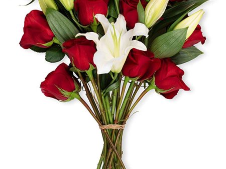 Benchmark Bouquets Red Roses and White Oriental Lilies, No Vase (Fresh Cut Flowers) Online Sale