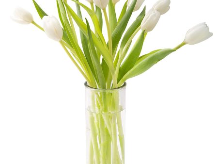 KaBloom Bouquet of Fresh White Tulips with Vase (Farm-Fresh, Cut-to-Order and Homegrown in the USA) For Sale