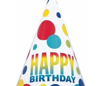 Rainbow Spots Birthday Party Hats 8 Pack Online Sale