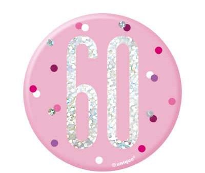 Age 60 Glitz Pink Badge Hot on Sale