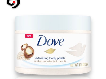 Dove Exfoliating Body Polish Crushed Macadamia & Rice Milk Body Scrub 298g For Discount